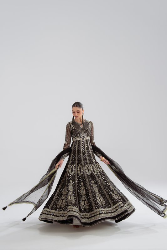 Elowen by Soraya – heavily hand-embellished black anarkali bodice