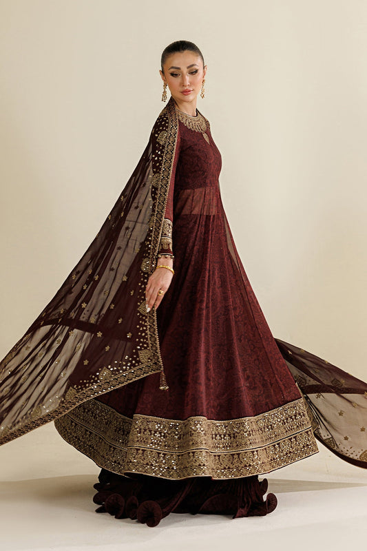Jazmin UC-3130 chiffon formal with velvet-bordered dupatta