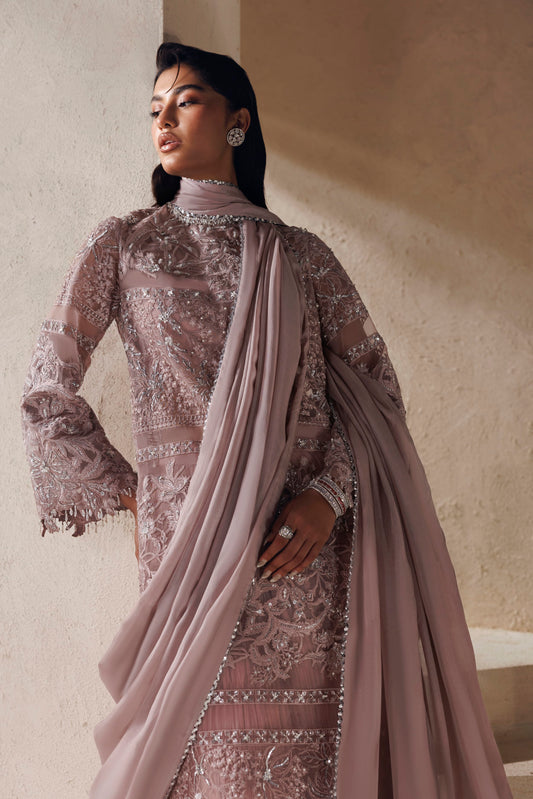 Akbar Aslam Lueur long organza silhouette with silk dupatta
