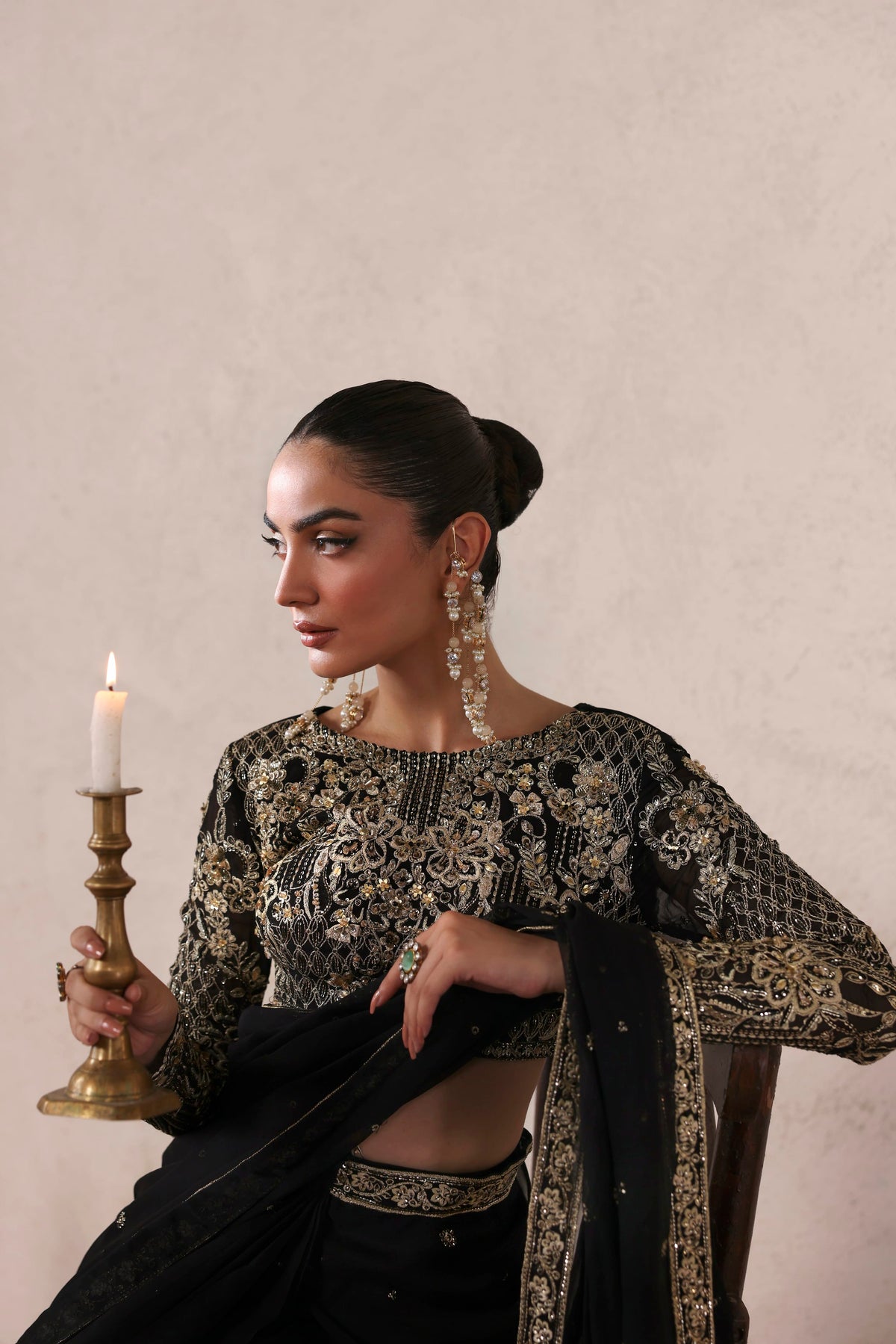 Akbar Aslam Amoura embroidered chiffon saree dupatta