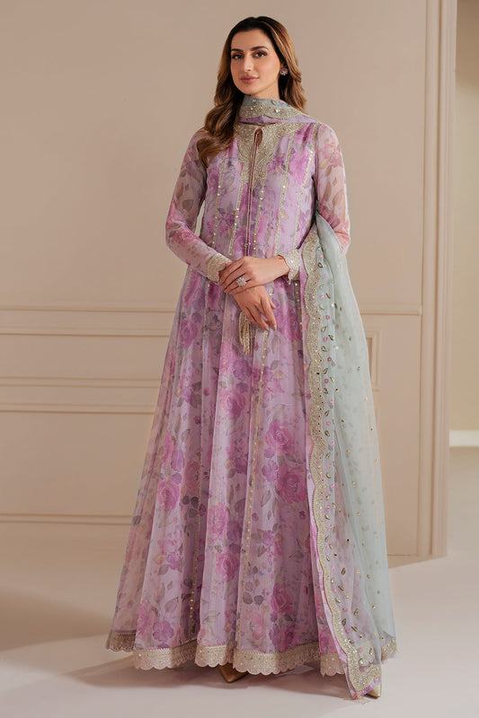 Jazmin UC-3071 printed chiffon formal with organza dupatta