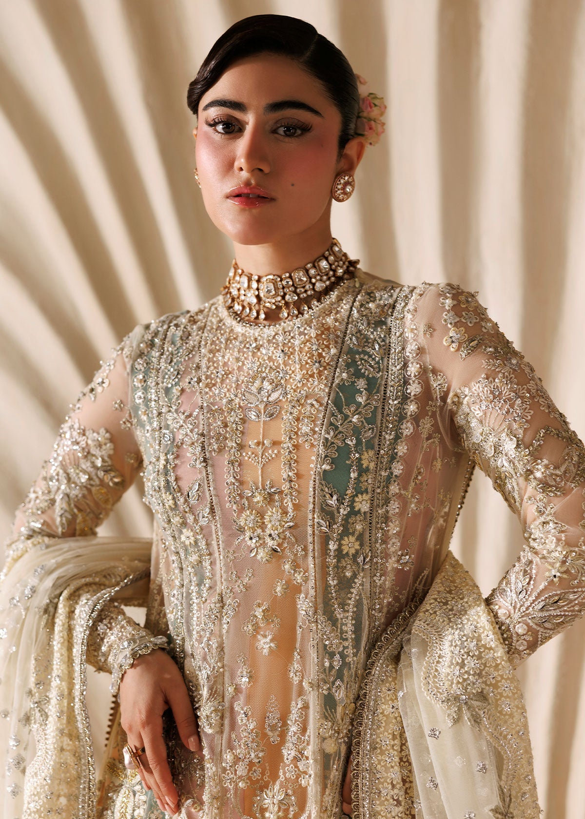 Sorena ivory Pakistani bridal wear by Sardinia, UK