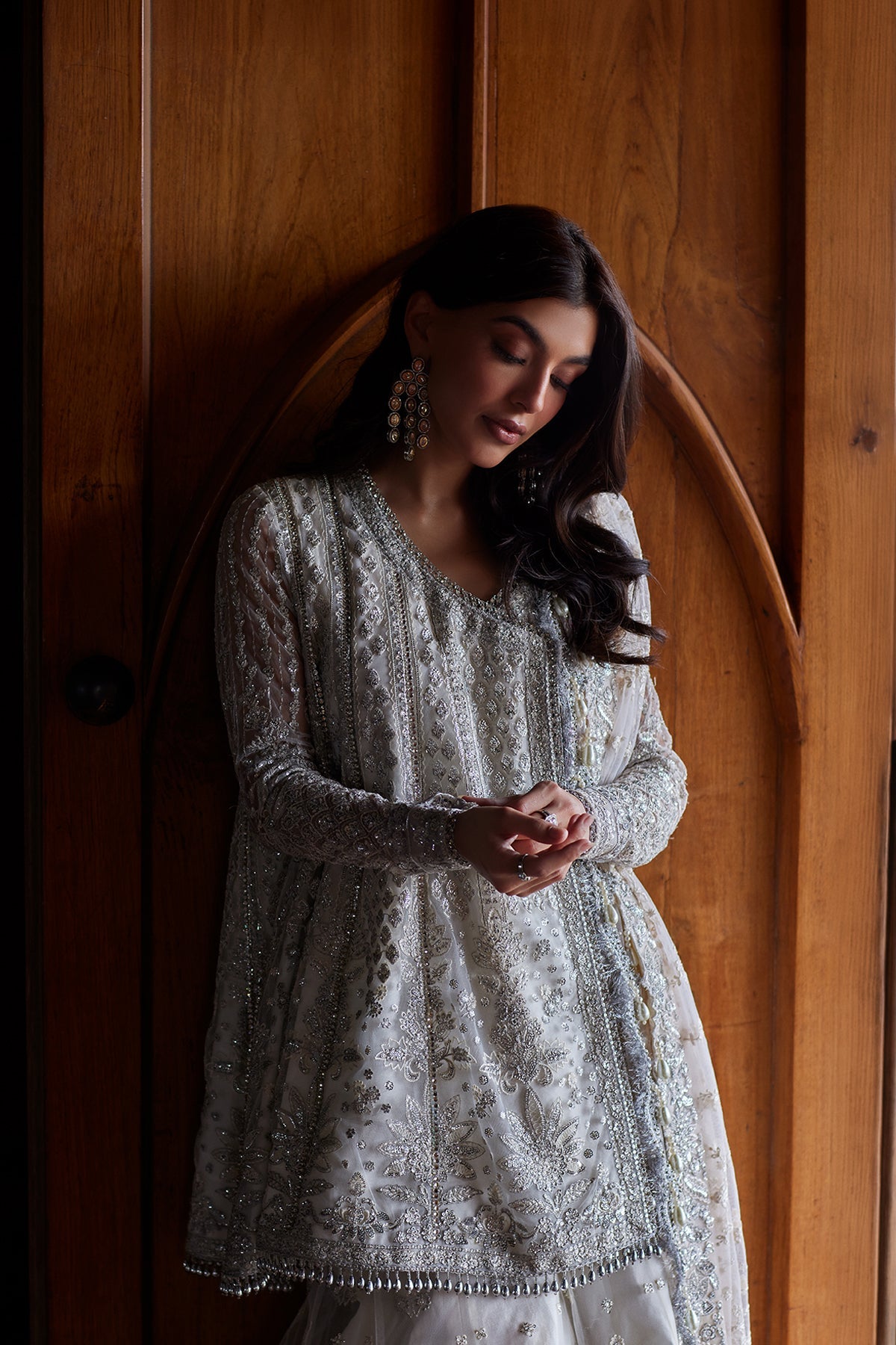 Afrozeh Afsun neckline and side panel embroidery detail