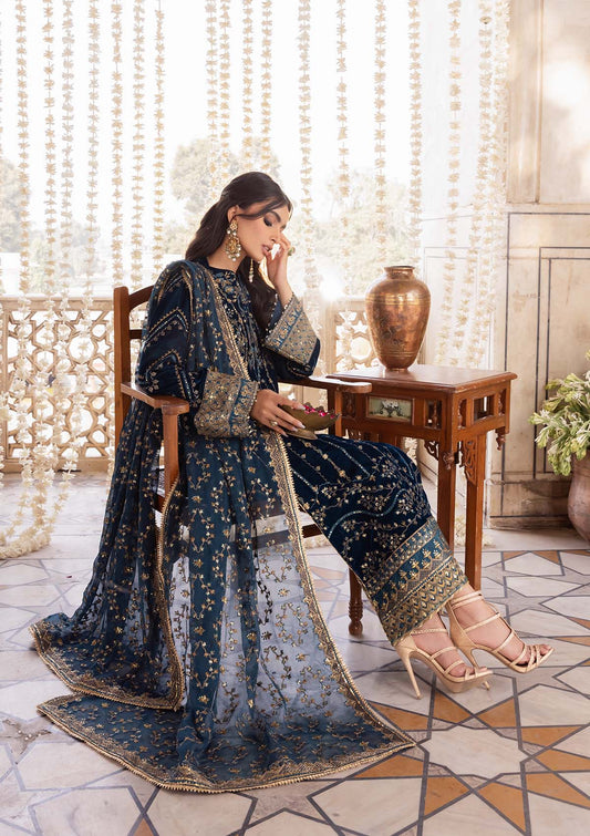 AIK Atelier Baagh A2201 Pakistani velvet suit with chiffon dupatta