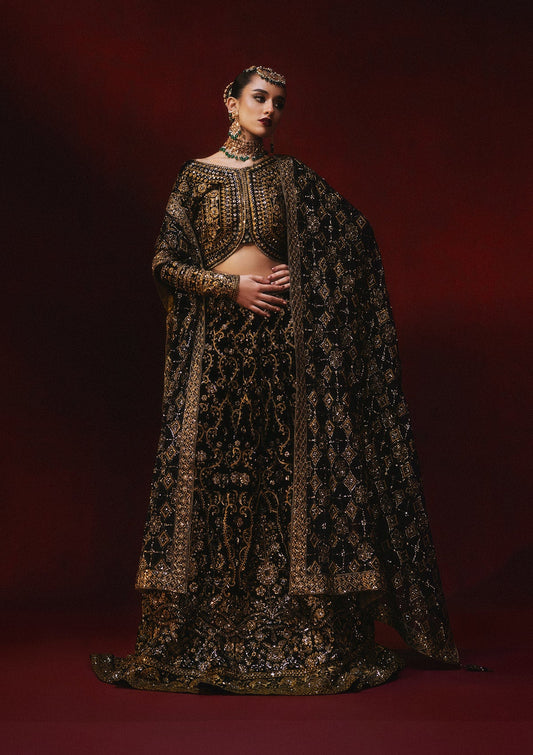 AIK Atelier Dastoor A2401 Pakistani velvet lehenga with chiffon dupatta