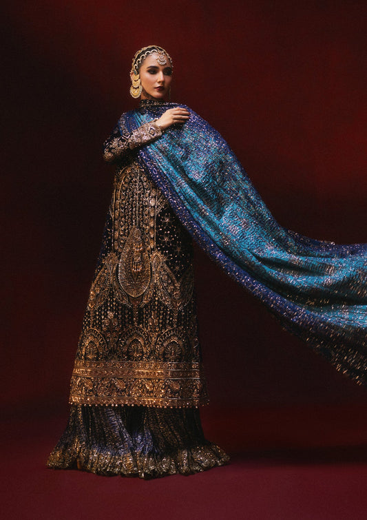 AIK Atelier Dastoor A2407 Pakistani velvet formal with tie-dye dupatta