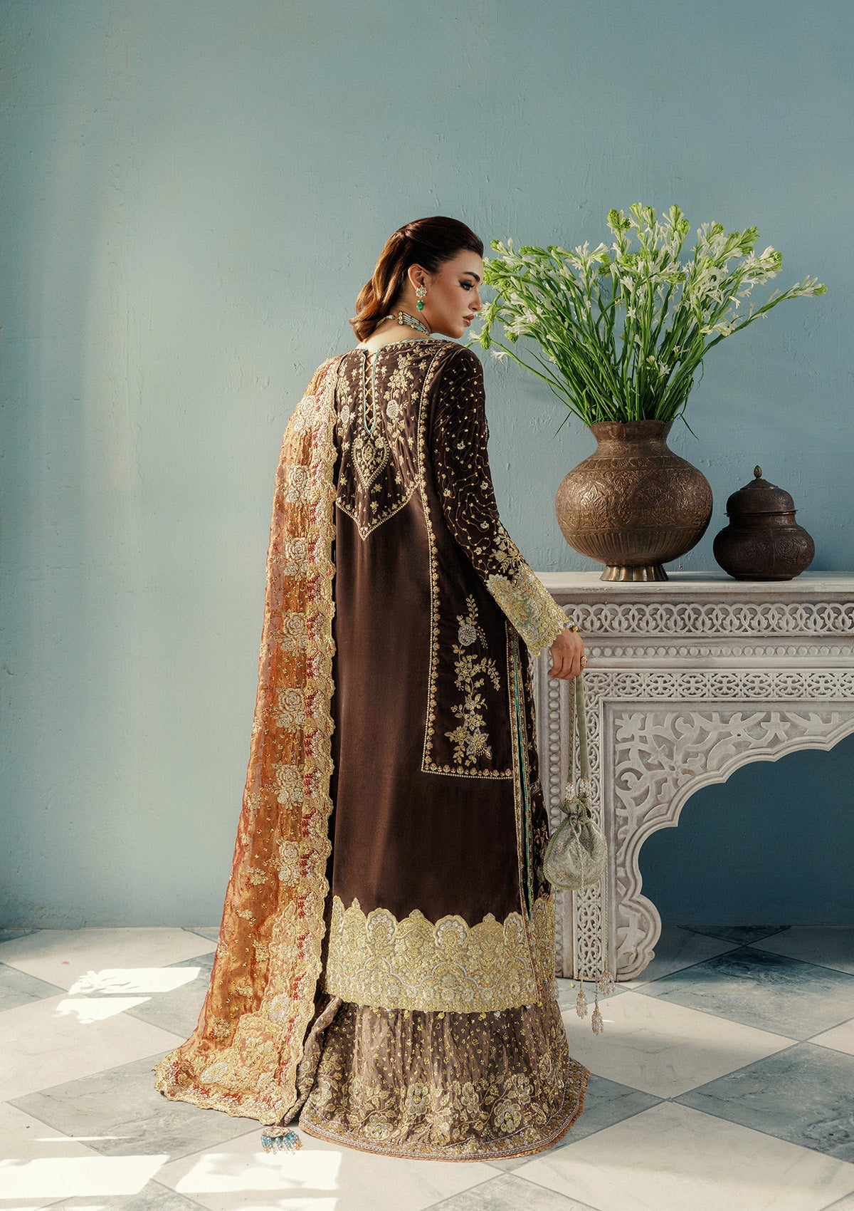 AIK Atelier Udaipur A2507 zari net dupatta close-up