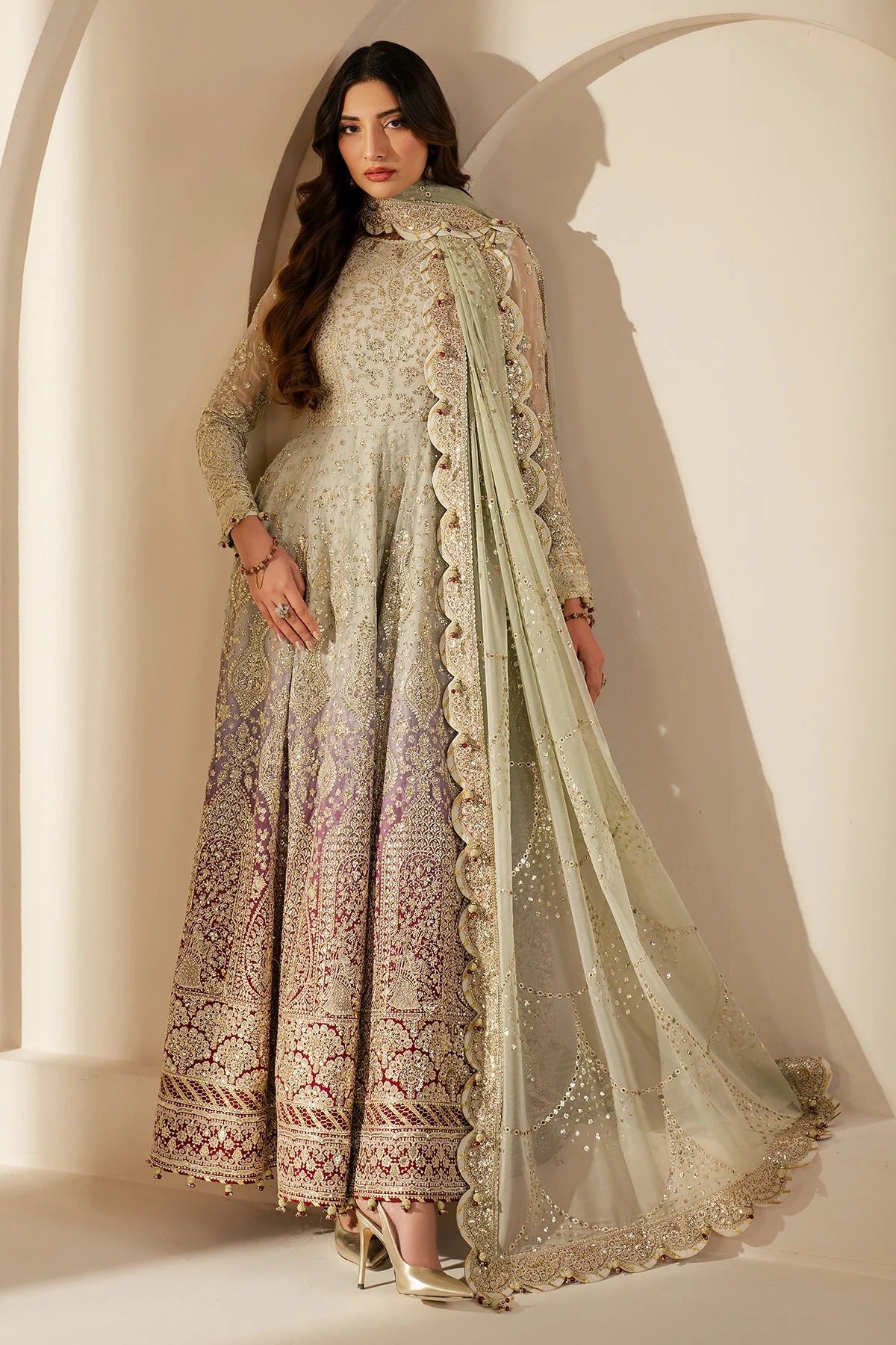 WF'25-01 features embroidered chiffon, digital prints, and an elegant organza dupatta with rawsilk bottom. A perfect pick for formal or festive occasions.