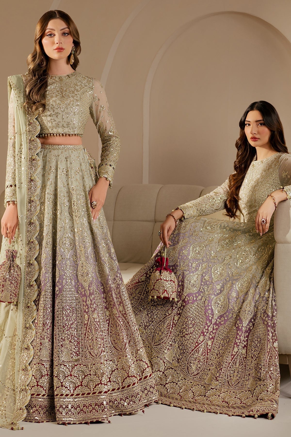 WF'25-01 features embroidered chiffon, digital prints, and an elegant organza dupatta with rawsilk bottom. A perfect pick for formal or festive occasions.