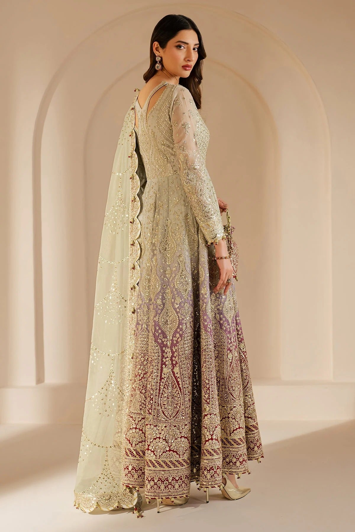 WF'25-01 features embroidered chiffon, digital prints, and an elegant organza dupatta with rawsilk bottom. A perfect pick for formal or festive occasions.