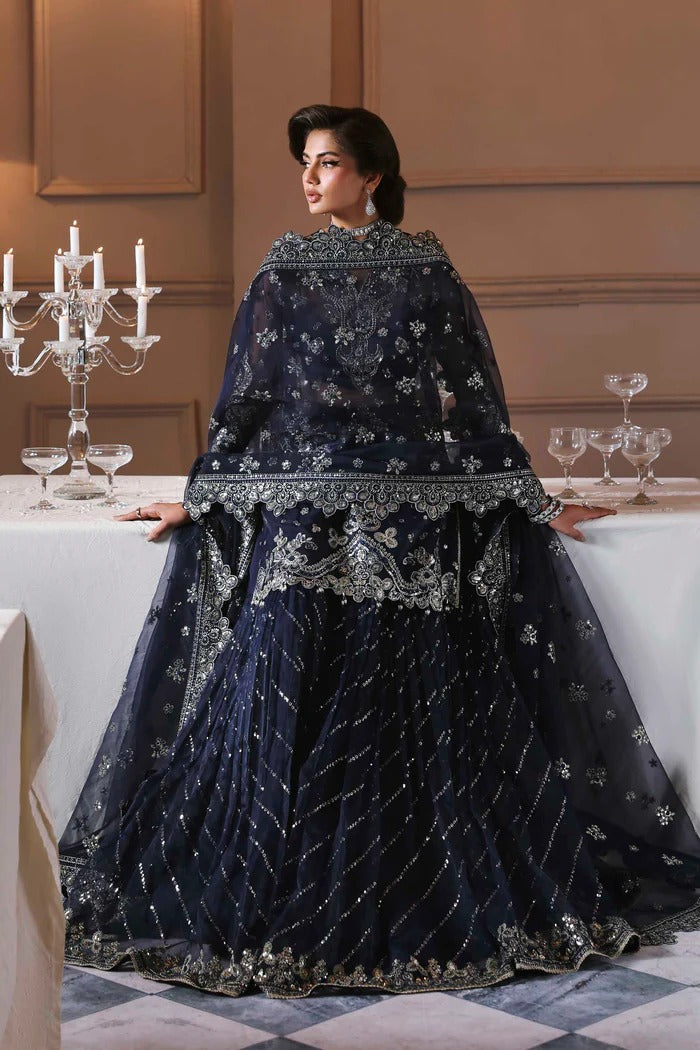 Elegant organza sharara outfit with embroidered front, back, sleeves & panels, paired with silk inner—crafted for a graceful and timeless look.