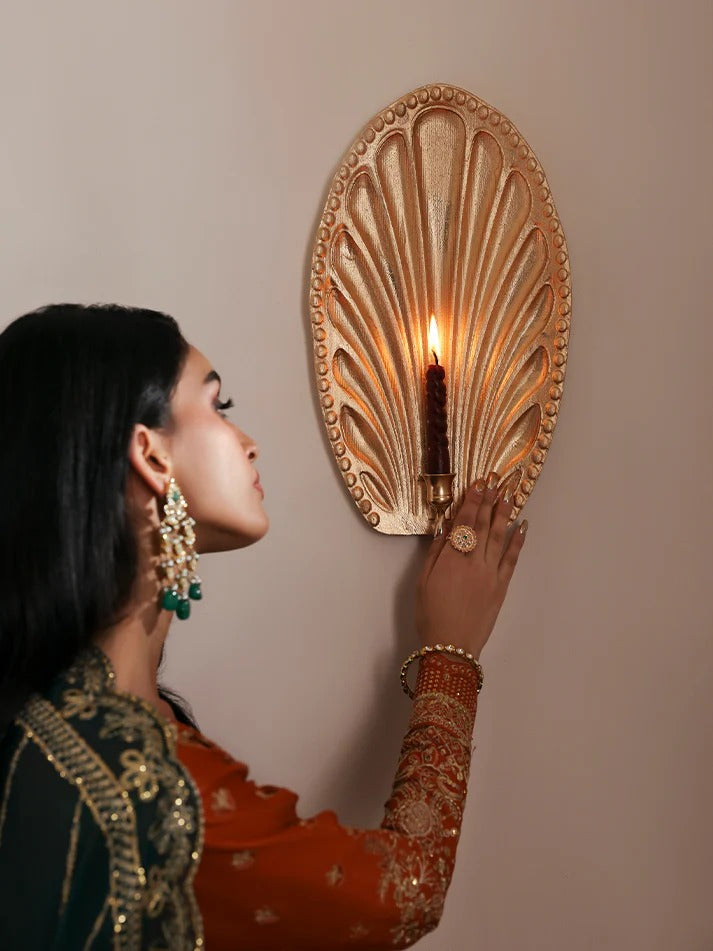 Grace your wardrobe with this embroidered and sequined raw silk outfit featuring detailed panels, chiffon dupatta with organza border, and dyed silk trousers.