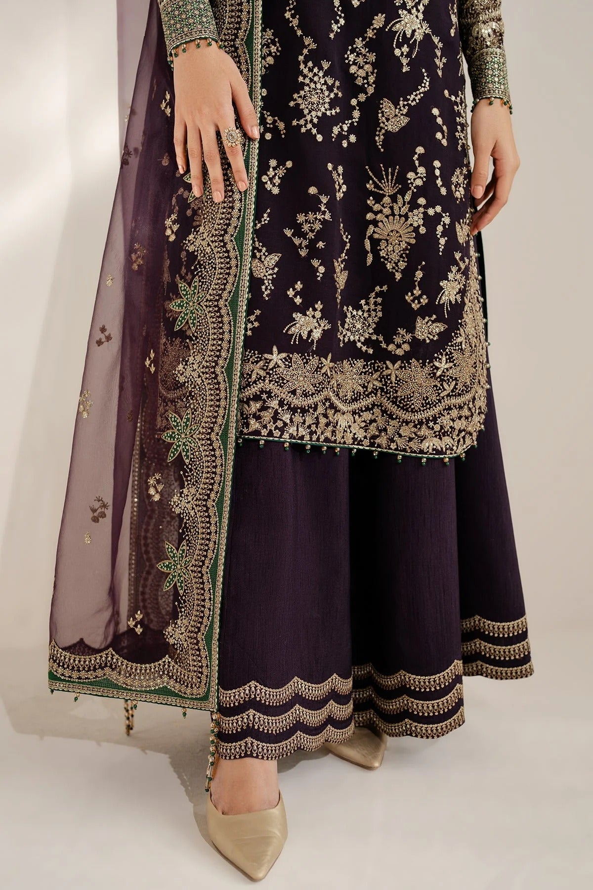 UC-3078 features intricate embroidery, organza dupatta, and rawsilk bottom—crafted for timeless elegance. Perfect for festive, party, or formal occasions.