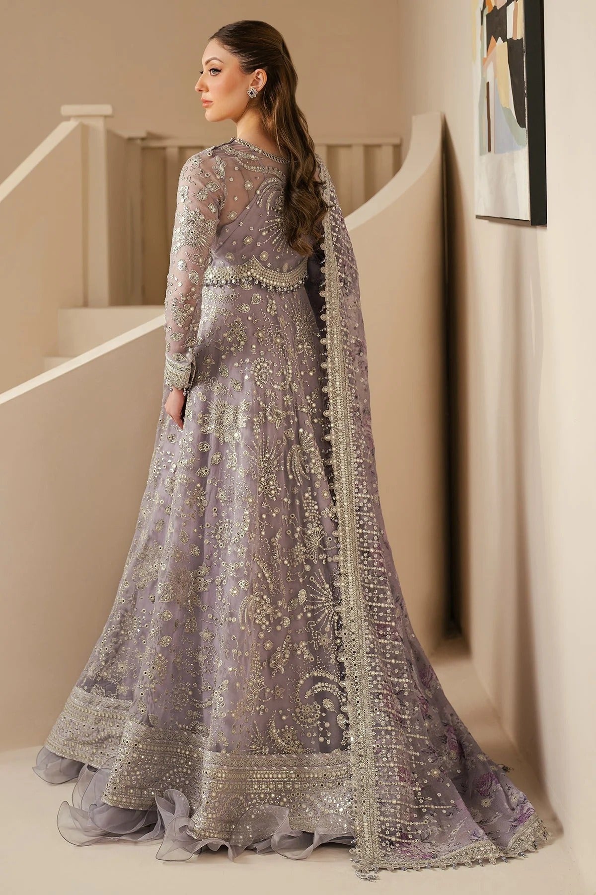 Elevate your style with this embroidered chiffon outfit featuring digital prints, luxe borders & rawsilk inner—perfect for any event. Shop WF'25-05 now!