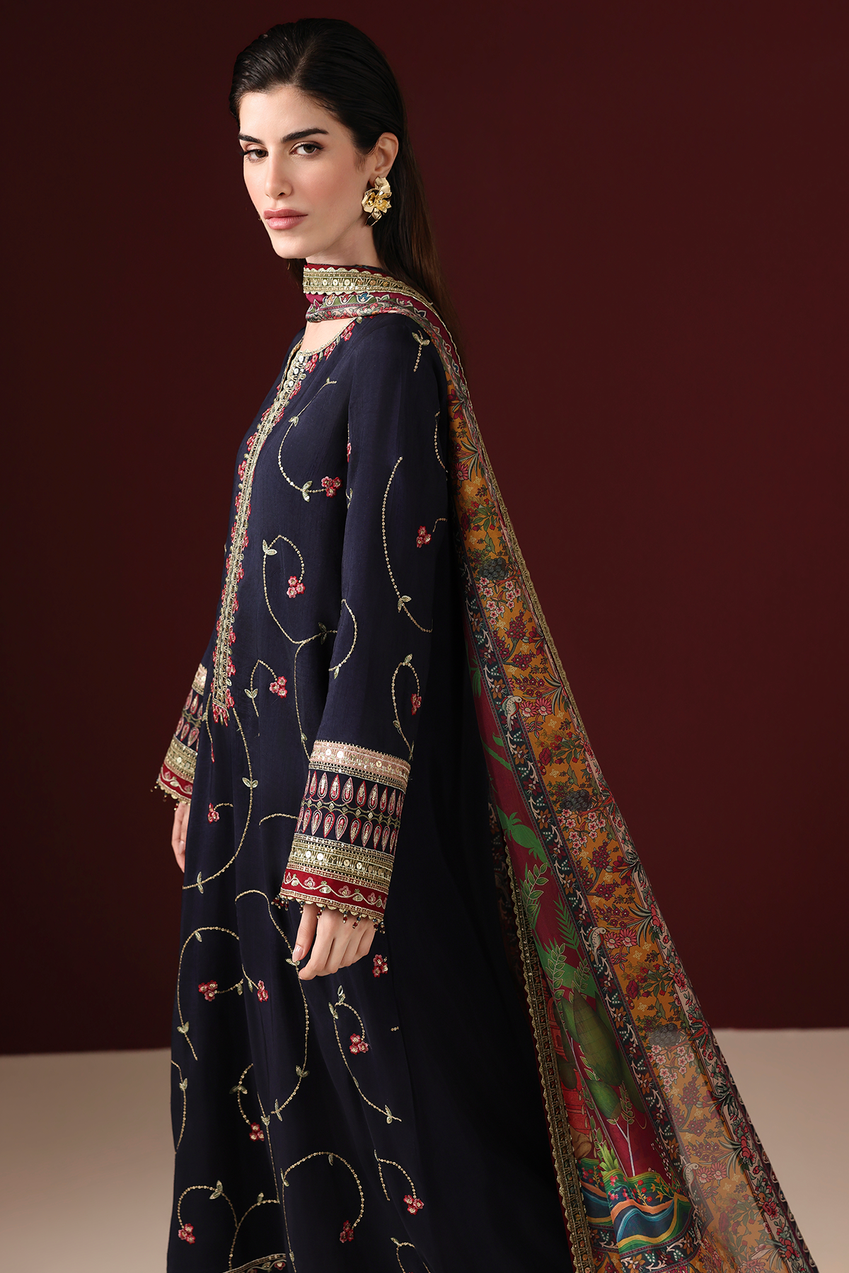 Pakistani embroidered raw silk formal UR-7087 by Jazmin
