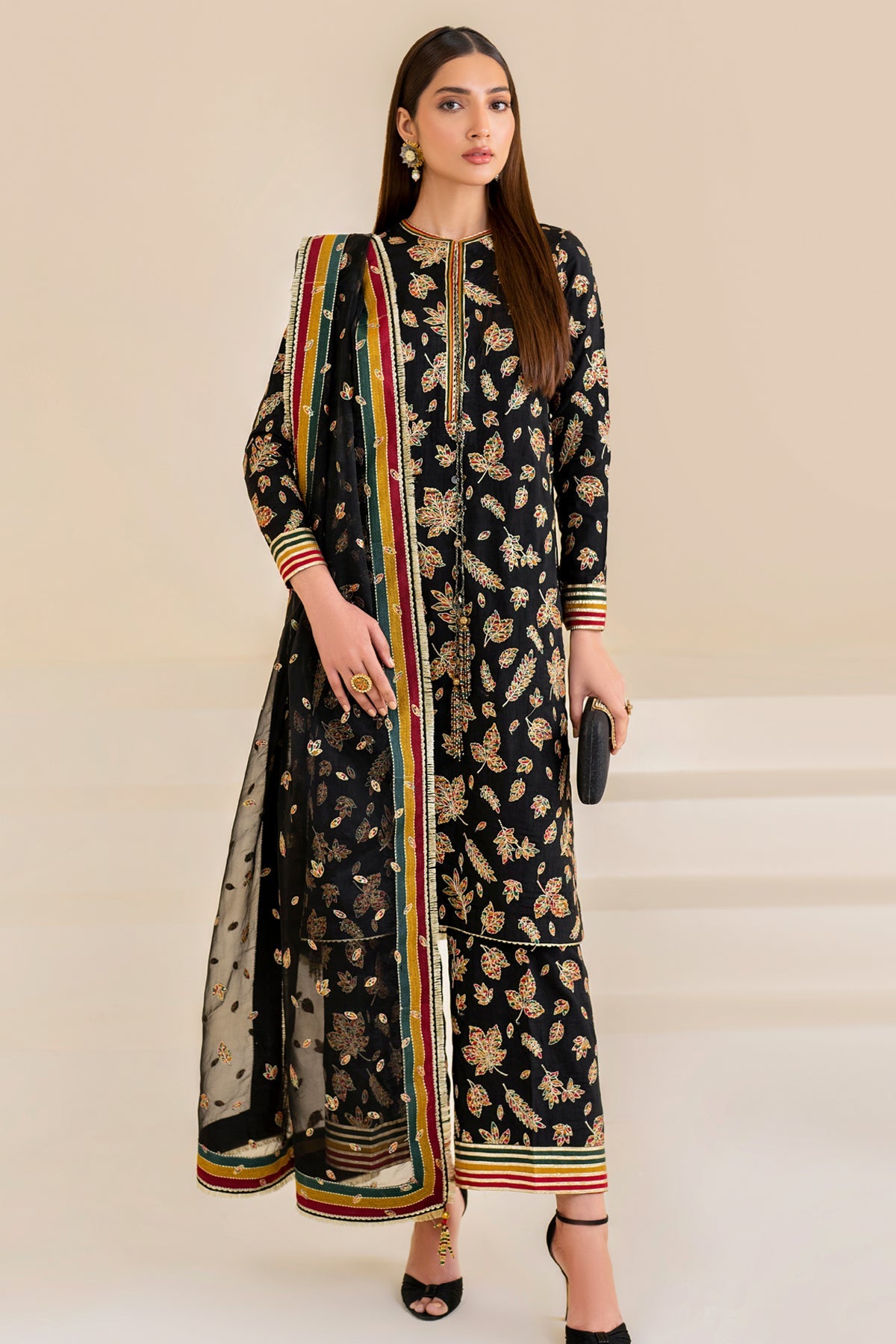 EMBROIDERED RAW SILK UR-7023