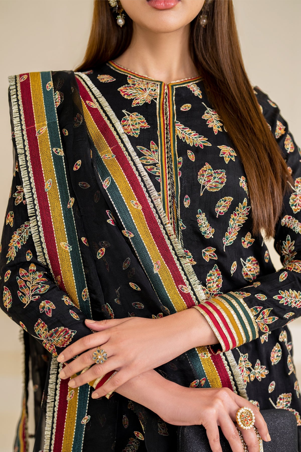 EMBROIDERED RAW SILK UR-7023