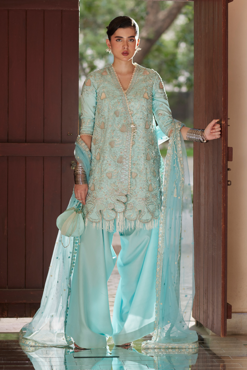 Soraya Aks soft blue Chanderi silk outfit – Silk Edit'26