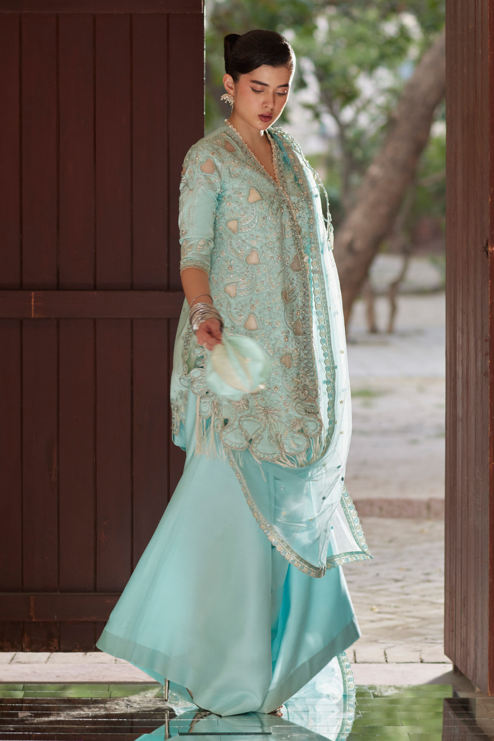 Aks soft blue Pakistani festive wear by Soraya, UK