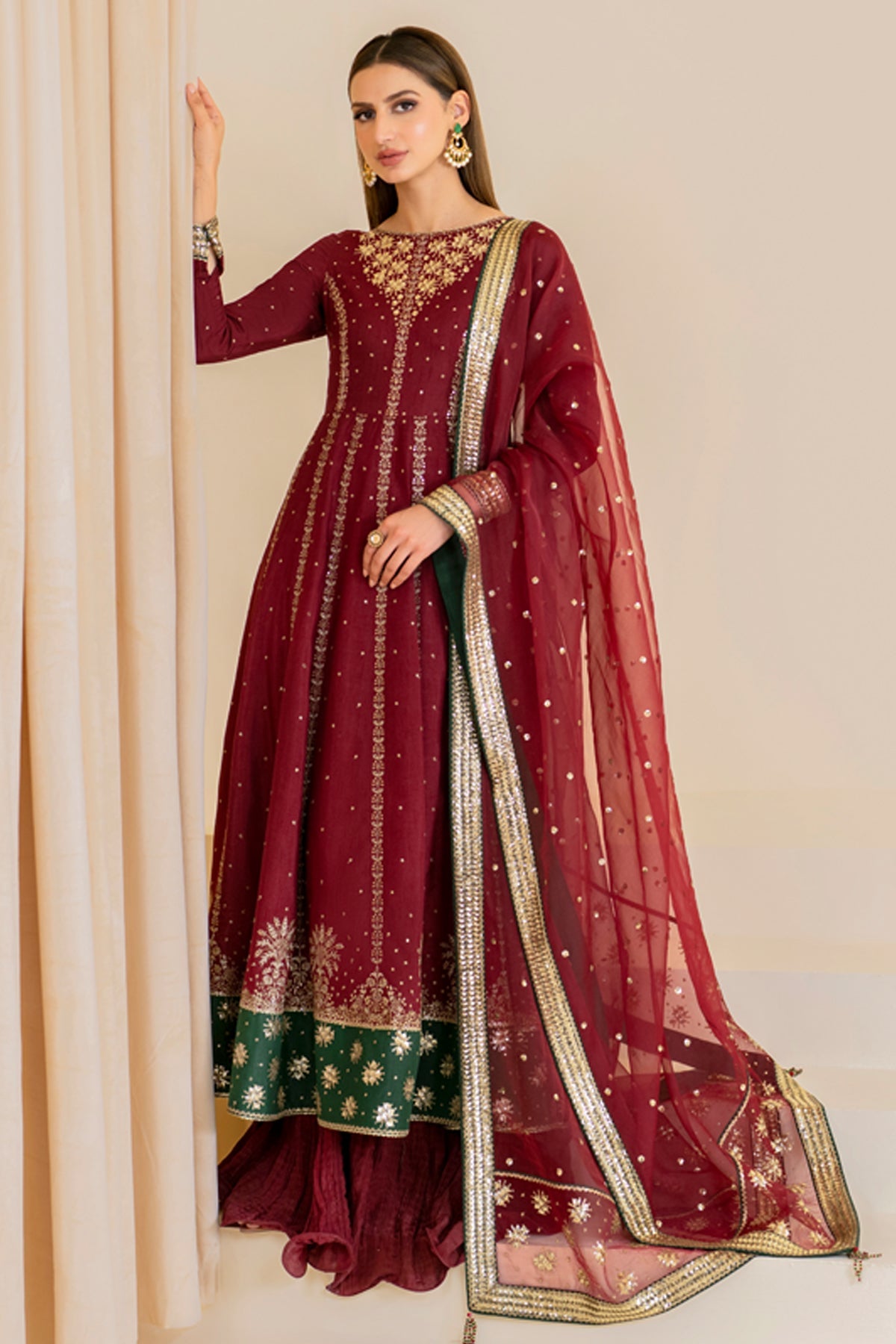 EMBROIDERED RAW SILK UR-7018