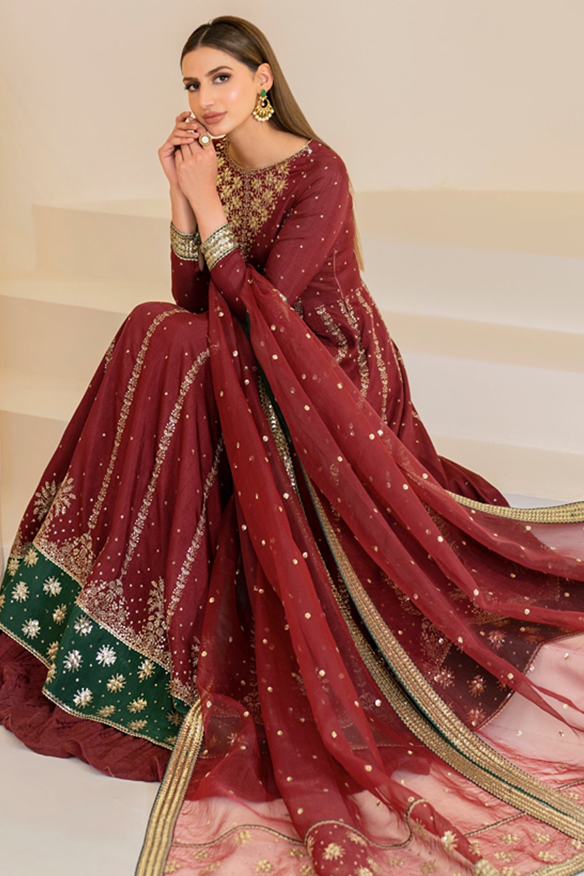 EMBROIDERED RAW SILK UR-7018