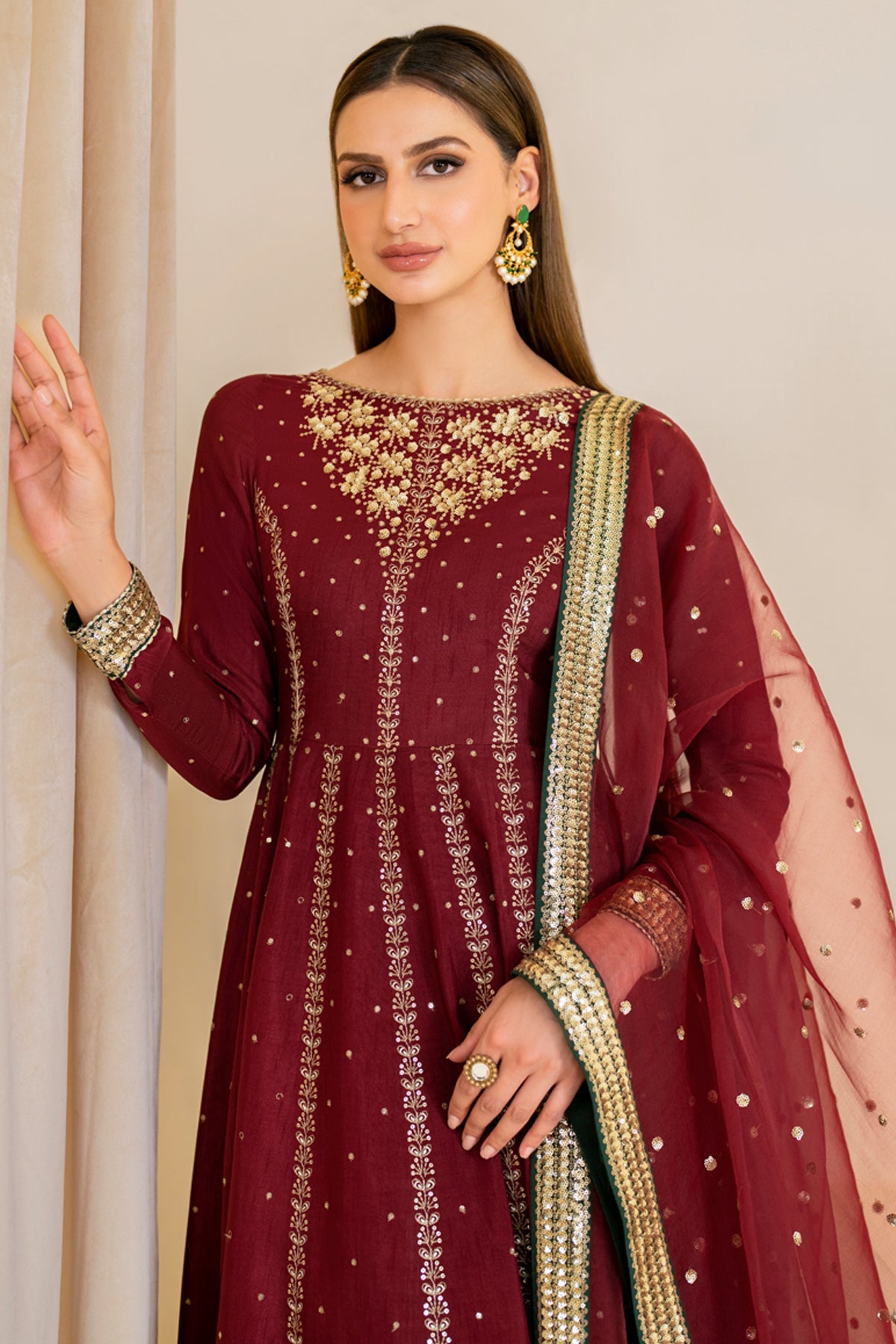 EMBROIDERED RAW SILK UR-7018