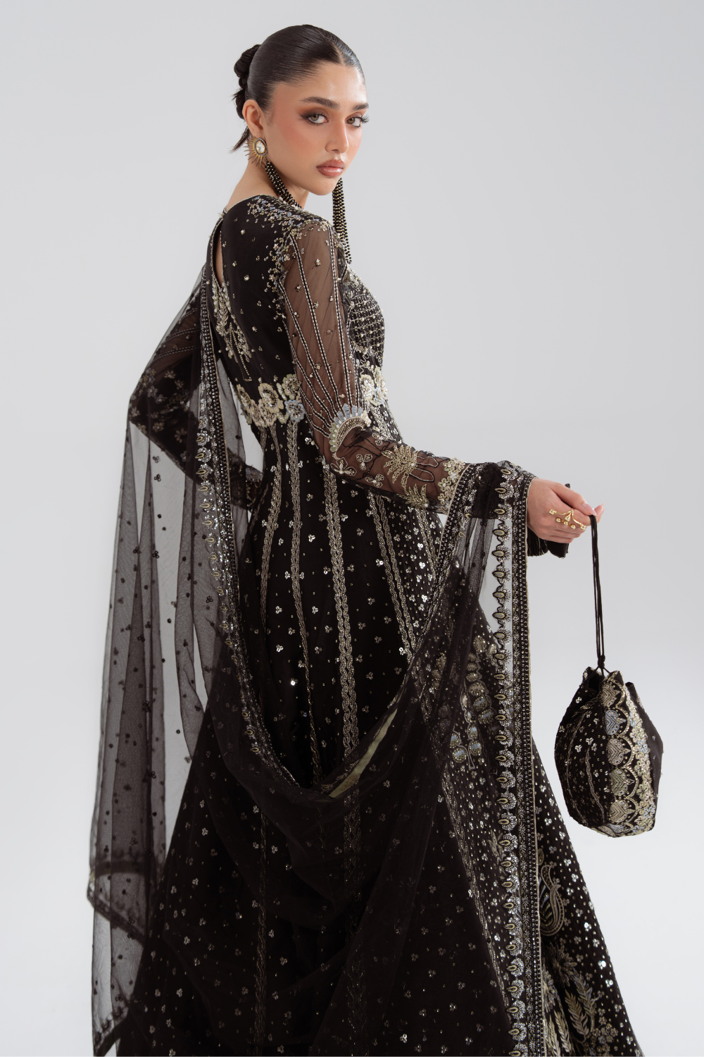 Soraya Elowen with raw silk lehenga and embroidered net dupatta