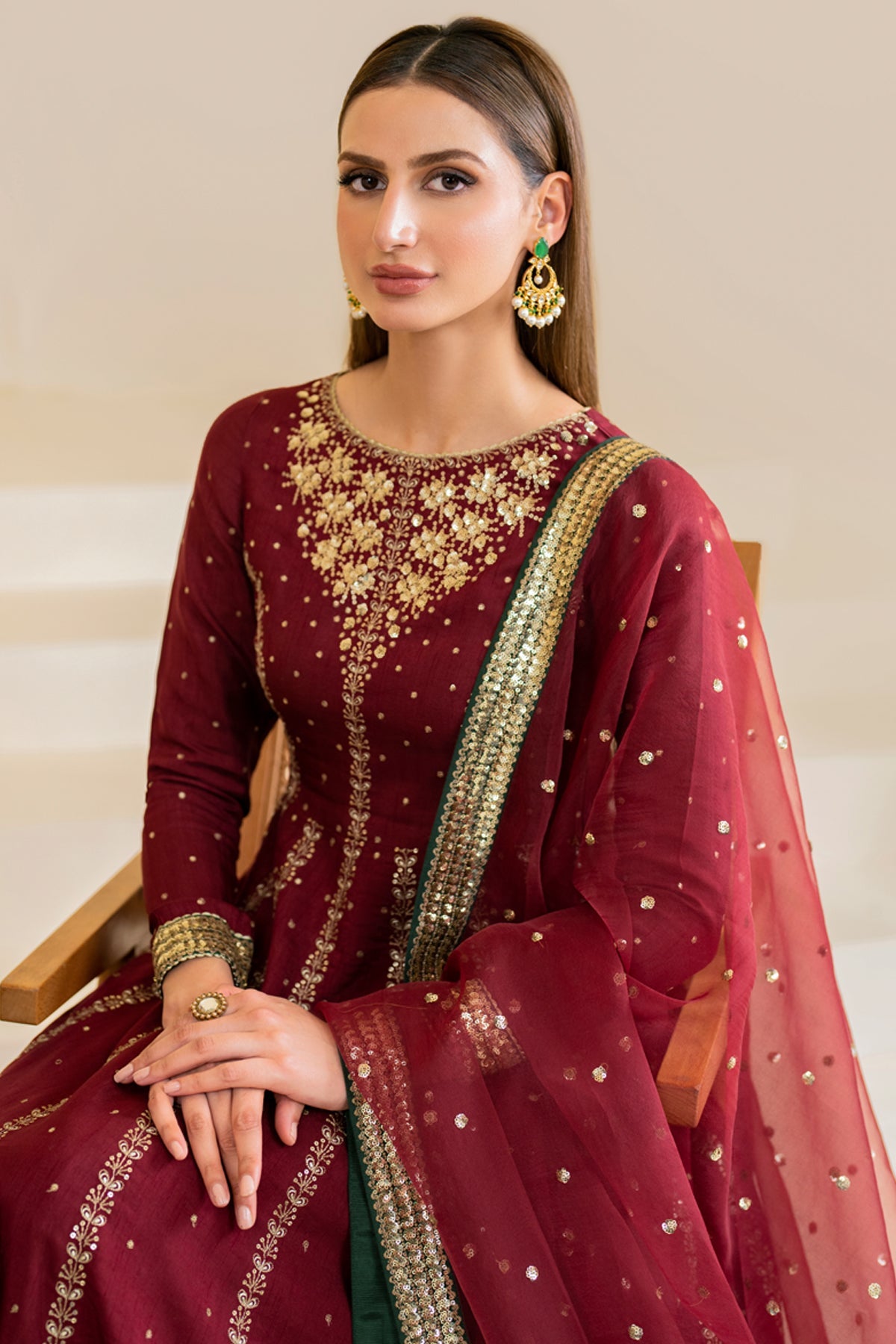 EMBROIDERED RAW SILK UR-7018