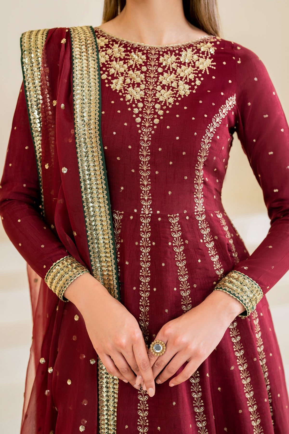 EMBROIDERED RAW SILK UR-7018