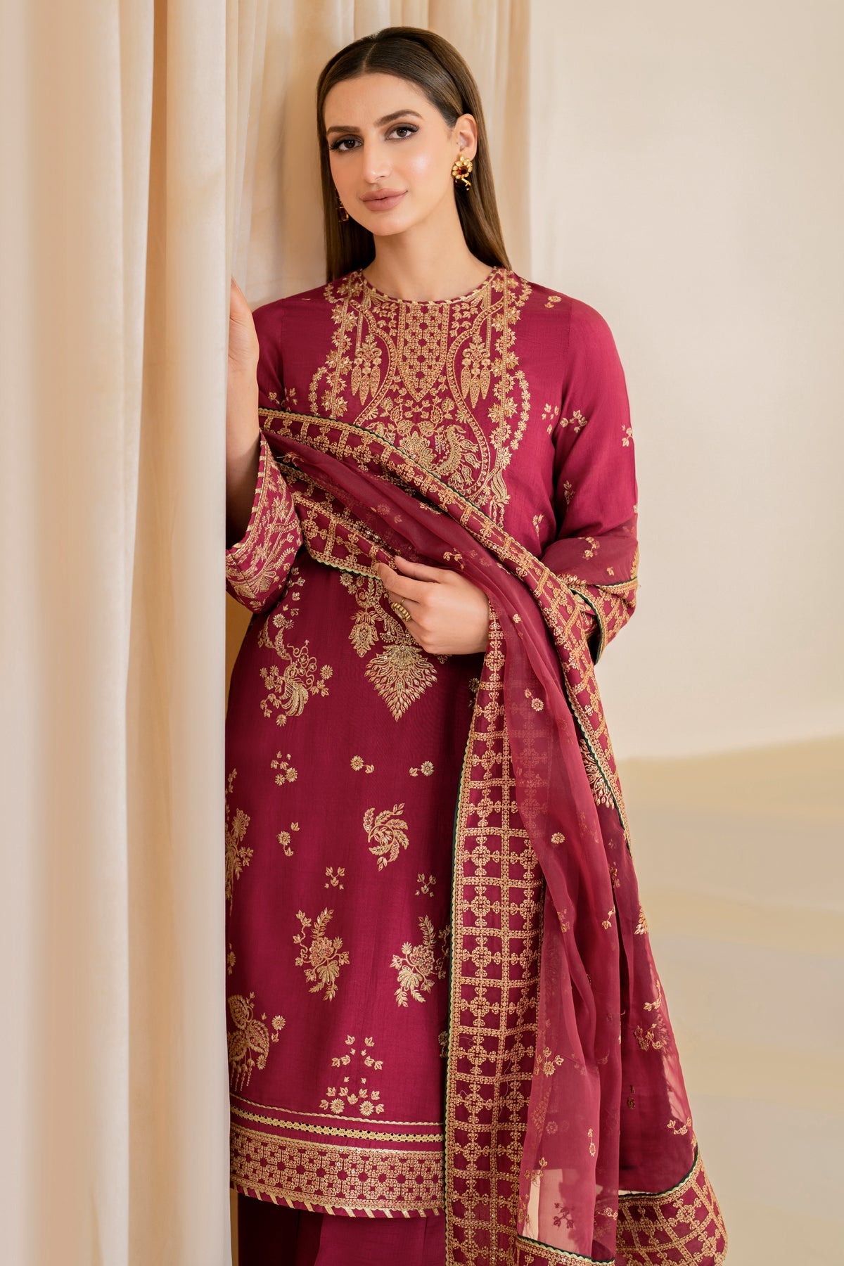 EMBROIDERED RAW SILK UR-7022