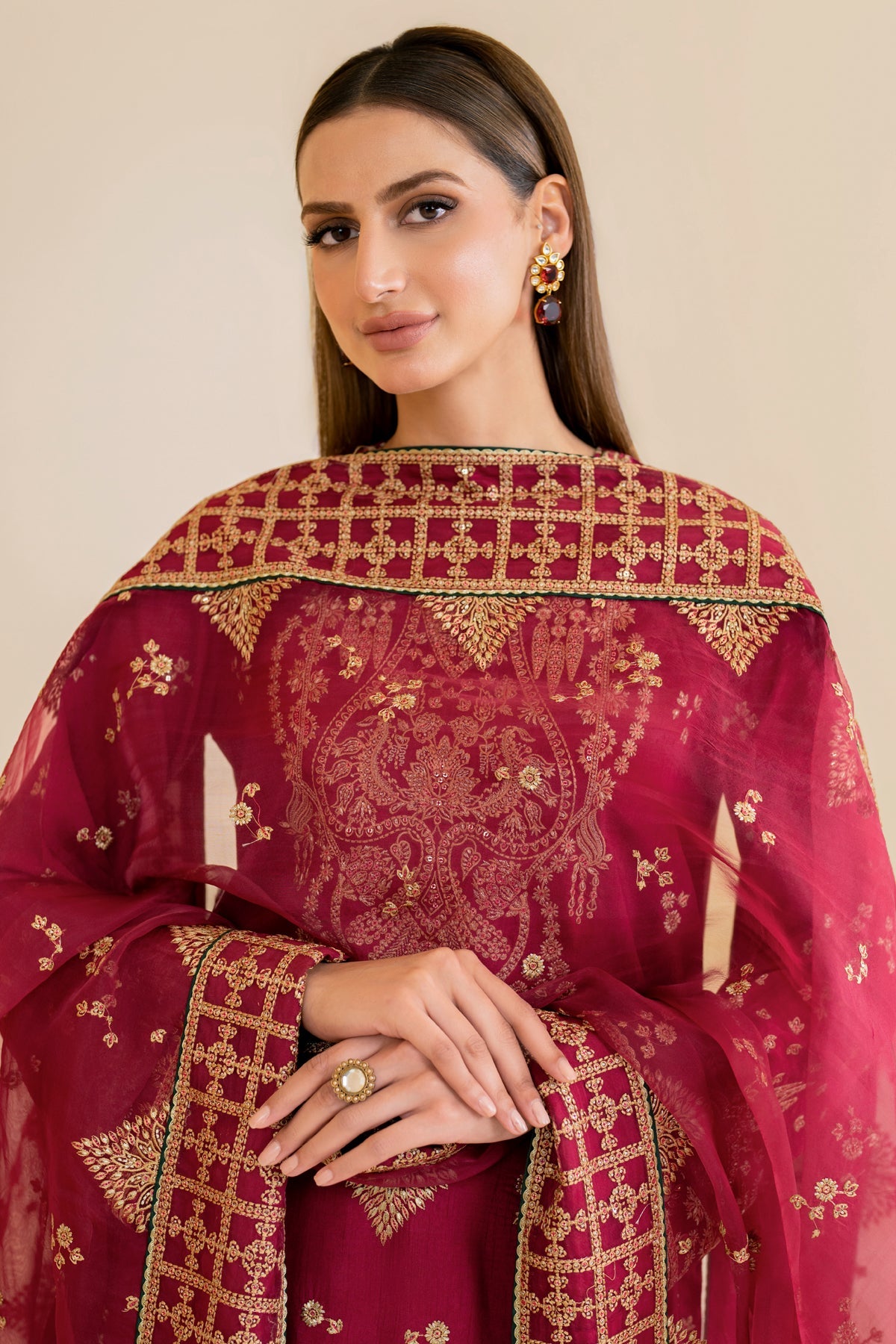 EMBROIDERED RAW SILK UR-7022