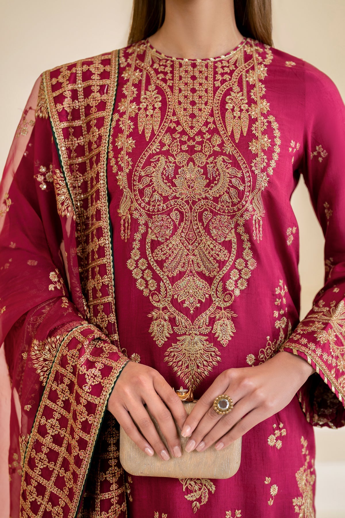 EMBROIDERED RAW SILK UR-7022