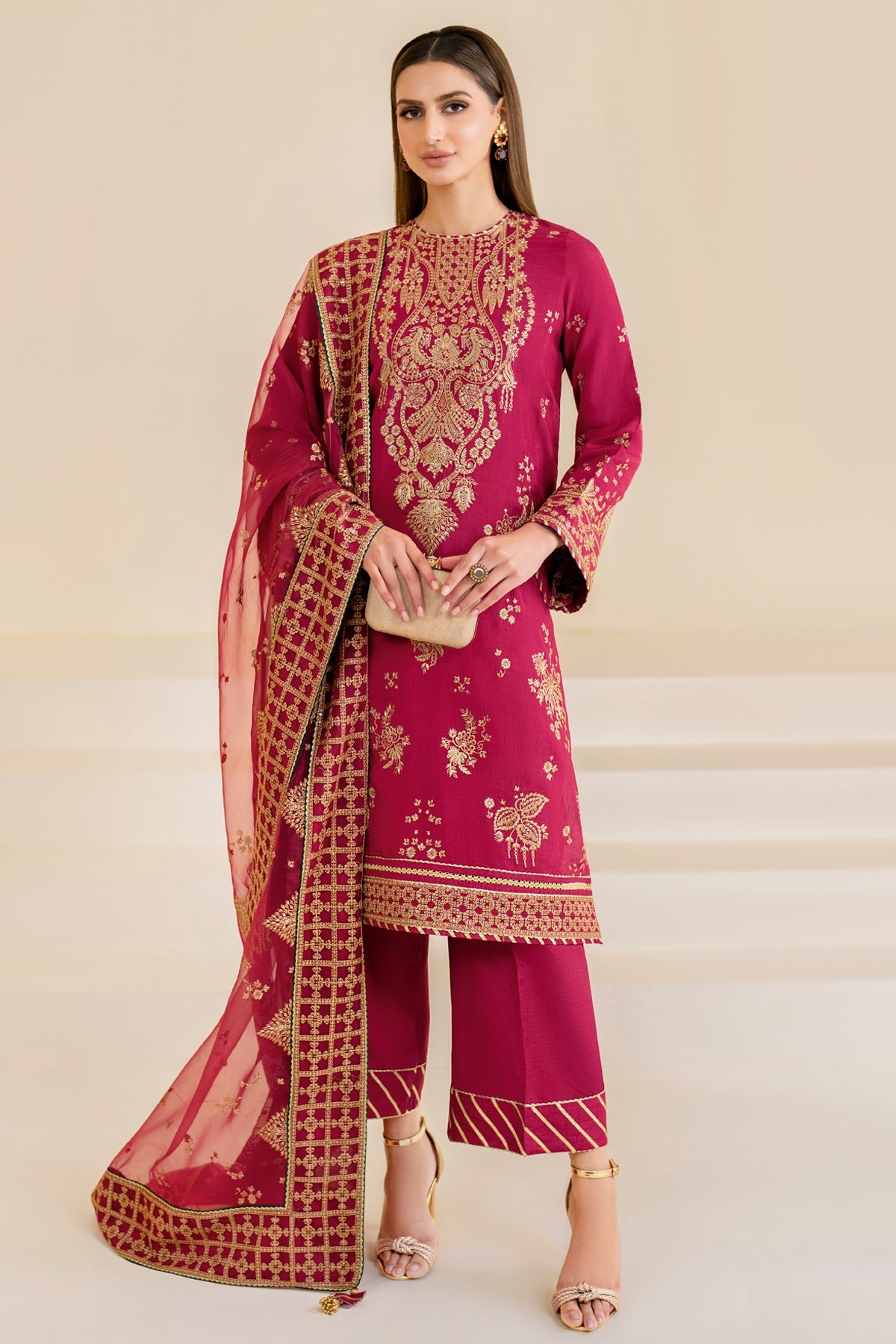 EMBROIDERED RAW SILK UR-7022