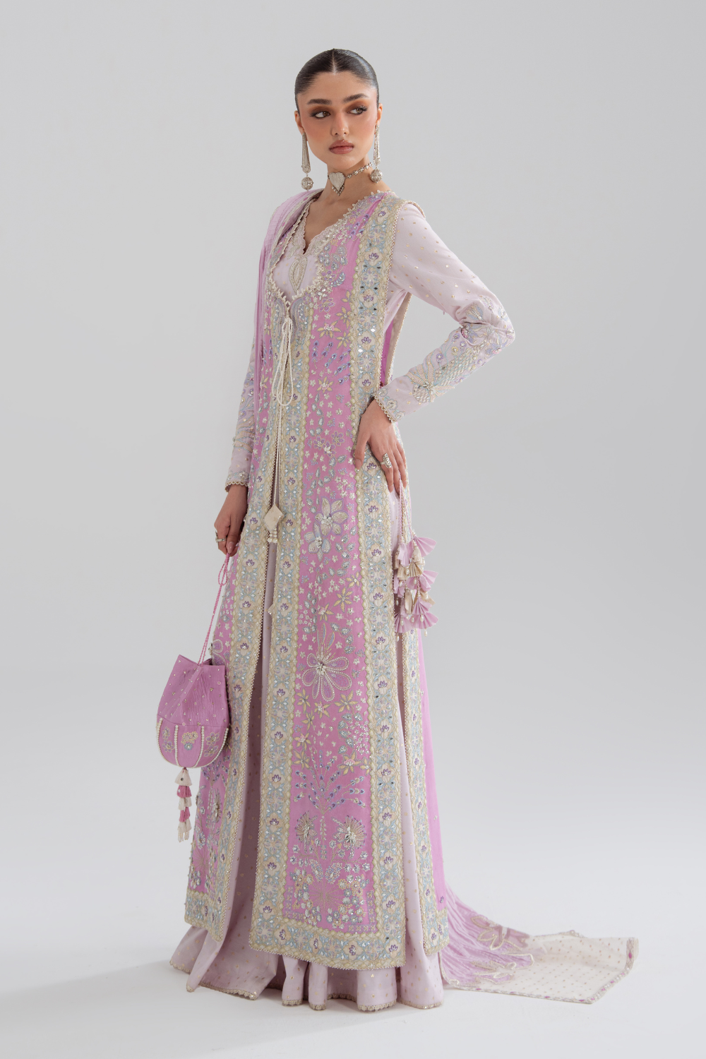 Zareen by Soraya – hand embellished silk jacket with chatta patti border