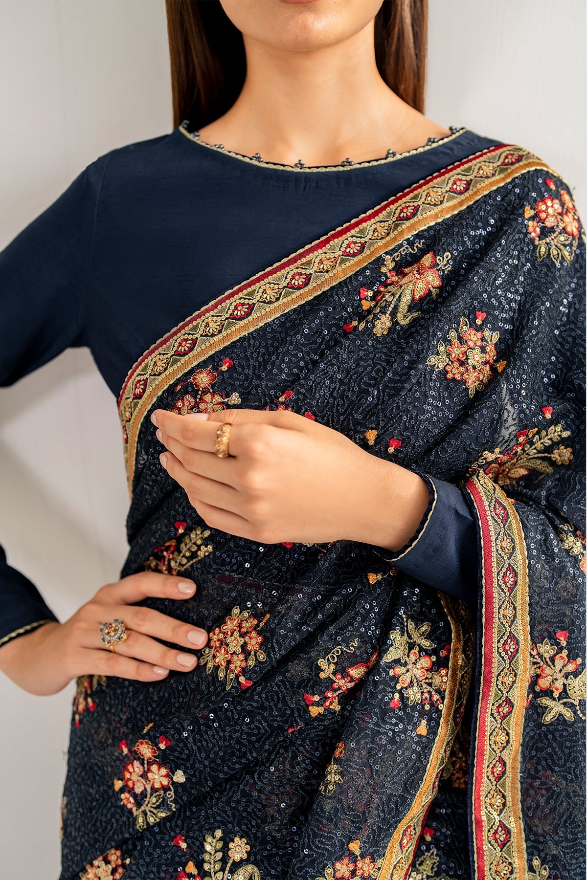 Embroidered Raw Silk UR-7025