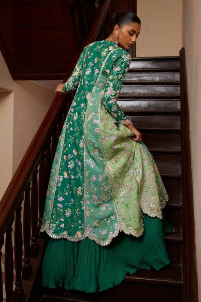 Sorelle green Pakistani festive wear by Soraya, UK