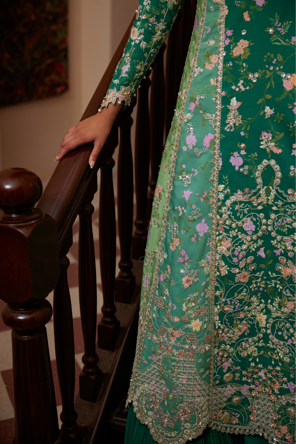 Soraya Silk Edit'26 Sorelle green panelled ensemble at Raz Ruya