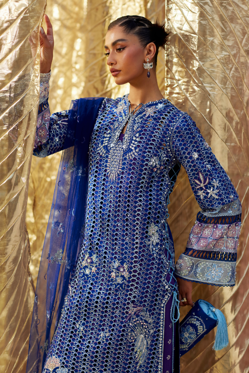 Évara deep blue Pakistani festive wear by Soraya, UK