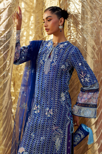 Évara deep blue Pakistani festive wear by Soraya, UK
