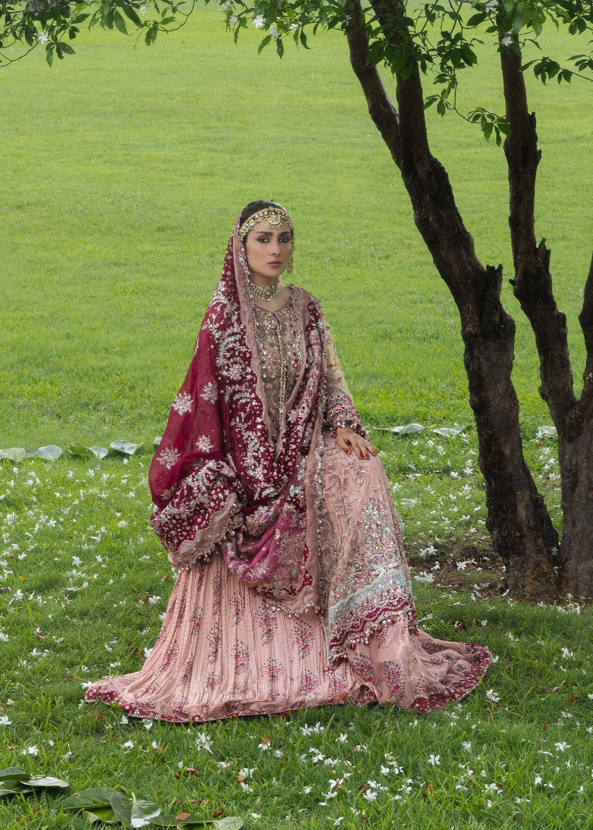 Hussain Rehar Gulrukh printed sharara with embroidered hem