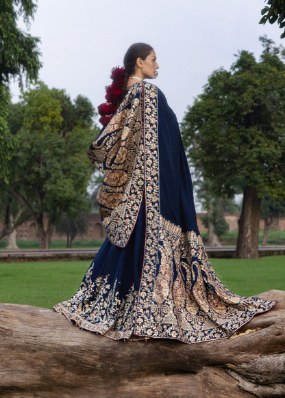 Hussain Rehar Neelum crimson floral tassel detail
