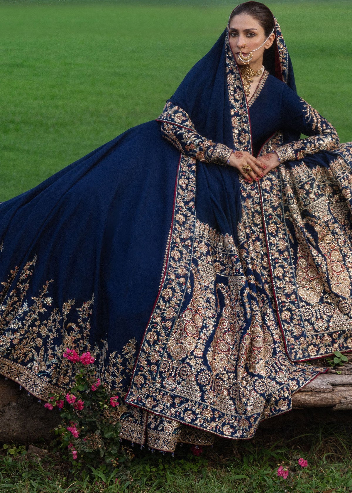 Hussain Rehar Neelum embroidered flare and hem border