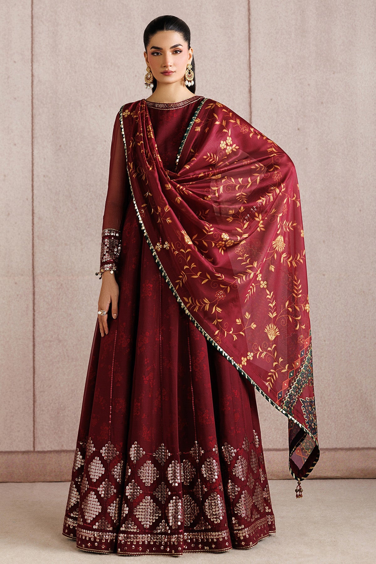 Jazmin UC-3118 chiffon formal with woven dupatta