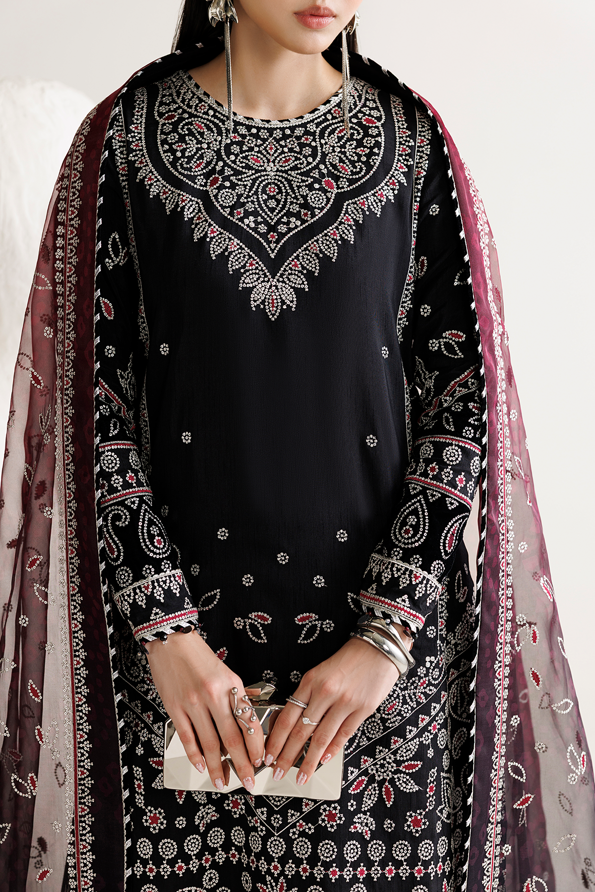 Pakistani embroidered raw silk formal UR-7091 by Jazmin