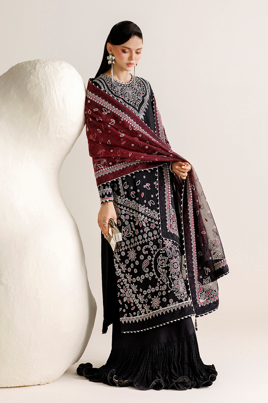 Jazmin UR-7091 embroidered Korean raw silk Pakistani formal suit