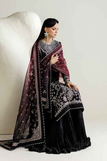 Jazmin UR-7091 raw silk formal with printed chiffon organza dupatta