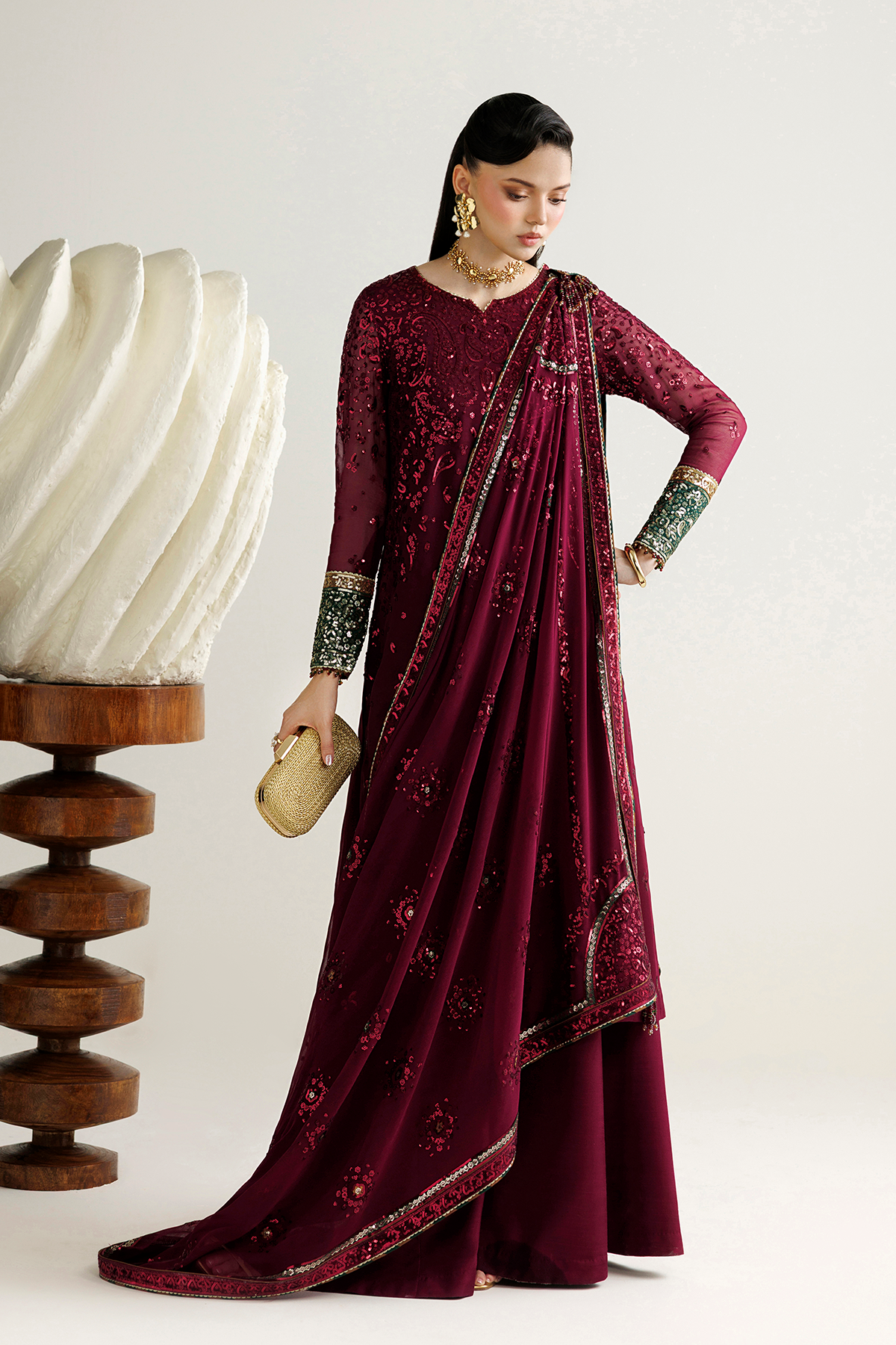 Jazmin UC-3137 embroidered chiffon Pakistani formal suit
