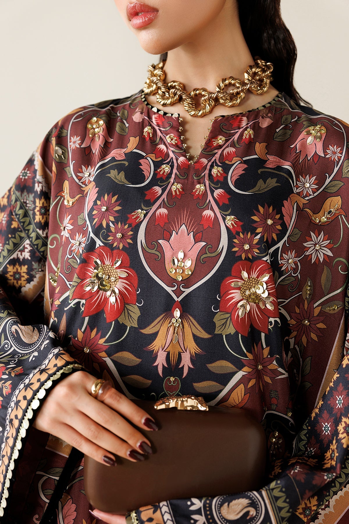 Jazmin OR26-D03 handwork printed silk Pakistani formal suit