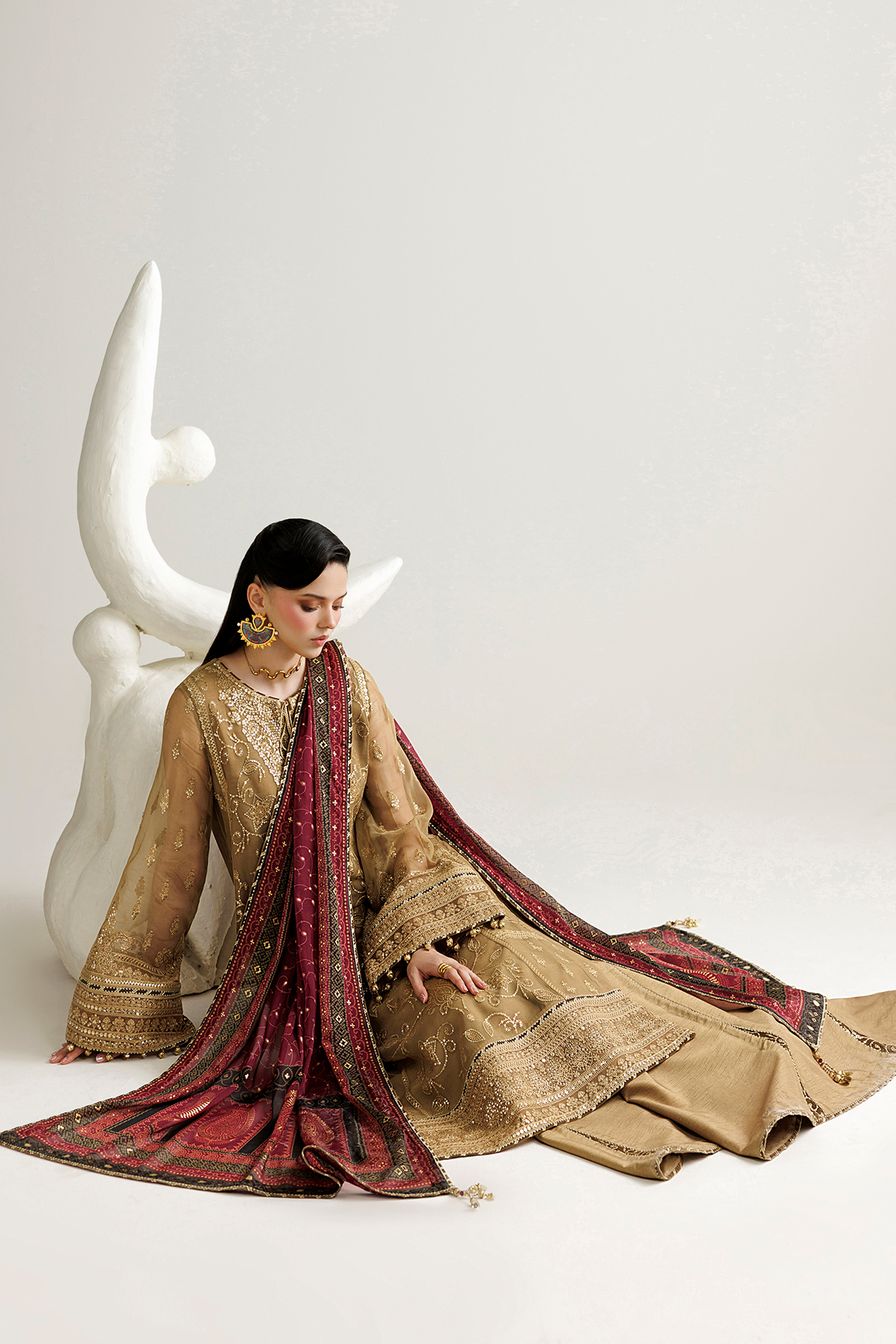 Jazmin UC-3136 embroidered chiffon front and sleeves
