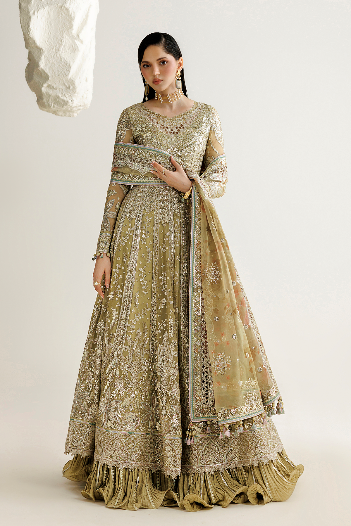 Jazmin UC-3140 chiffon formal with digital printed organza dupatta
